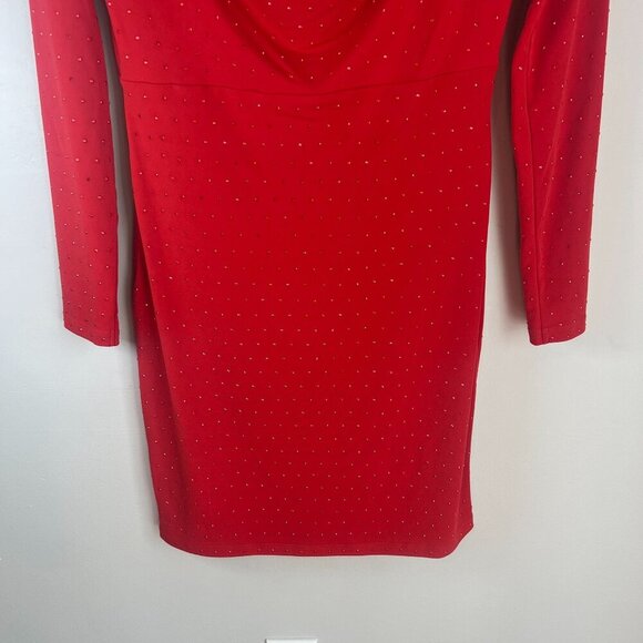 Michael Kors Women Studded Long-Sleeve Bodycon Dress XS Crimson Red - Picture 6 of 11